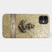 Coques Case-Mate iPhone Élégant charmant monographie d'ancre en faux parti (Dos (Horizontal))