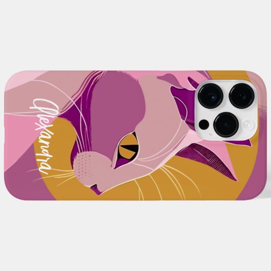 Coques Case-Mate iPhone Élégant chat violet (Verso (horizontal))
