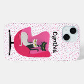 Coques Case-Mate iPhone Élégant Chats du milieu du siècle Chaise rose Poin (Verso (horizontal))
