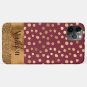 Coques Case-Mate iPhone Elégant Cheetah Or Bourgogne Monogramme Métallique (Dos (Horizontal))