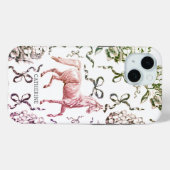 Coques Case-Mate iPhone Élégant Cheval Hydrangea Bows Nom rouge (Verso (horizontal))