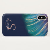 Coques Case-Mate iPhone Élégant Chic Abstrait, Bleu de marine (Dos (Horizontal))