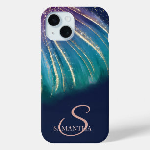 Coque Pour iPhone 15 Élégant Chic Abstrait, Bleu Nuit