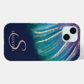 Coques Case-Mate iPhone Élégant Chic Abstrait, Bleu Nuit (Verso (horizontal))