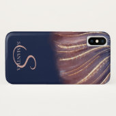 Coques Case-Mate iPhone Élégant Chic Abstrait Lignes, Bleu Marine (Dos (Horizontal))