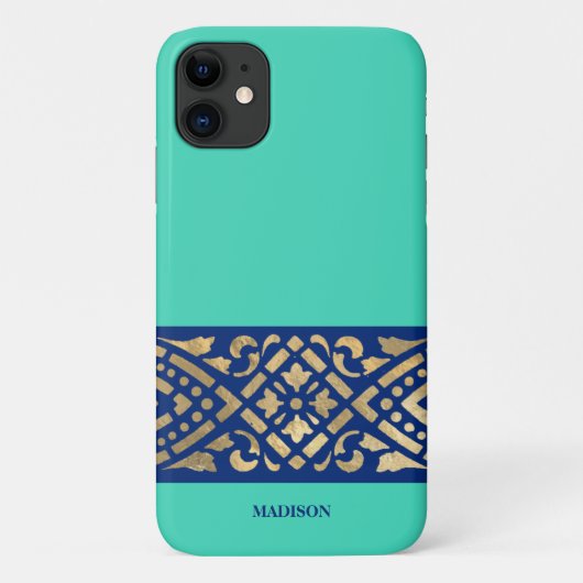 Coques Case-Mate iPhone Elégant Chic Biscay Mint Vert Bleu Or Personnalisé (Dos)
