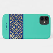 Coques Case-Mate iPhone Elégant Chic Biscay Mint Vert Bleu Or Personnalisé (Dos (Horizontal))