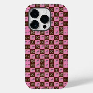 Coque Pour iPhone 14 Pro Élégant Chic Brown Plaid & Ours