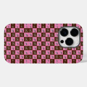 Coques Case-Mate iPhone Élégant Chic Brown Plaid & Ours (Verso (horizontal))