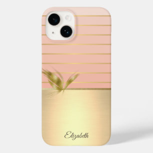 Coque Pour iPhone 14 Élégant Chic Butterfly Gold Stried