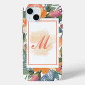 Coques Case-Mate iPhone Élégant Chic Fleurs Aquarelle Pêche Monogramme M (Verso)