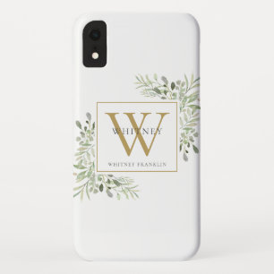 Case-Mate iPhone Case Élégant Chic Gold Monogramme Vert