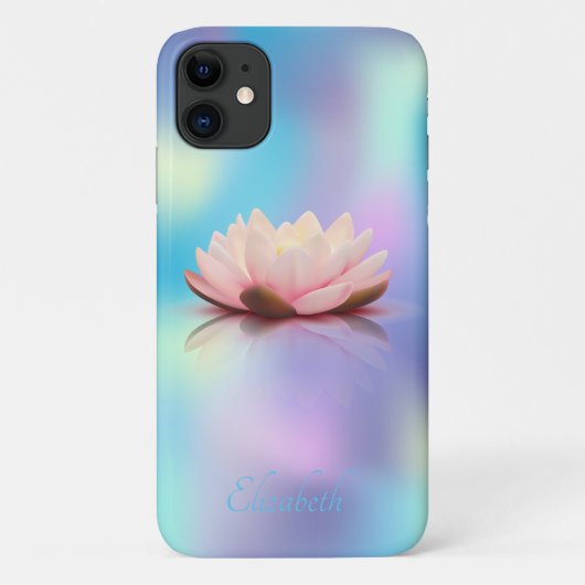 Coques Case-Mate iPhone Élégant Chic Lotus Blue Holographique (Dos)