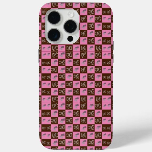 Coques Case-Mate iPhone Élégant Chic Marron Carreaux & Ours   (Verso)