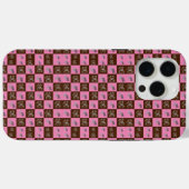 Coques Case-Mate iPhone Élégant Chic Marron Carreaux & Ours   (Verso (horizontal))