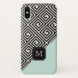 Coques Pour iPhone Élégant chic moderne Monnaie Noire grec Monogramme