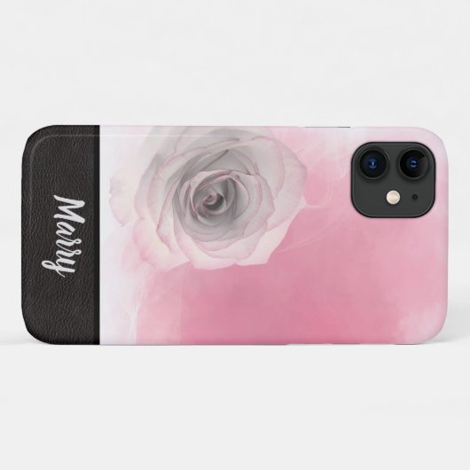 Coques Case-Mate iPhone Élégant Chic Monogramme Nom Rose Rose élégant (Dos (Horizontal))