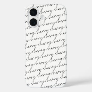 Coques iPhone 16 Élégant Chic noir blanc Merry Script Lettres