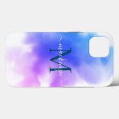 Coques Case-Mate iPhone Élégant Chic Ombre rose Aquarelle Monogramme (Verso (horizontal))