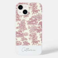 Elégant Chic Pink Horse Toile Nom