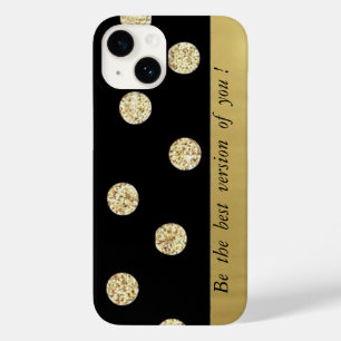 Coque Pour iPhone 14 Élégant Chic Points Noirs Or - Message de Motivati