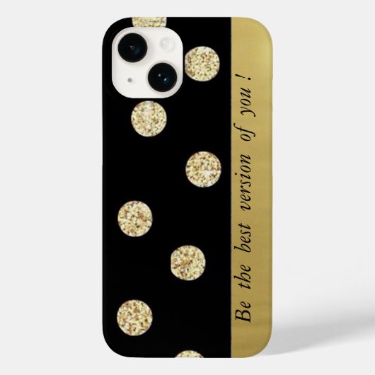 Coques Case-Mate iPhone Élégant Chic Points Noirs Or - Message de Motivati (Verso)