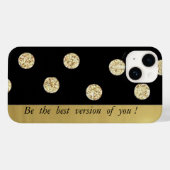 Coques Case-Mate iPhone Élégant Chic Points Noirs Or - Message de Motivati (Verso (horizontal))