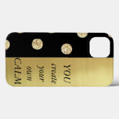Coques Case-Mate iPhone Élégant Chic Points Noirs Or - Message de Motivati (Verso (horizontal))