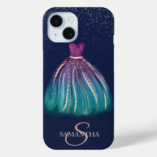 Coque Pour iPhone 15 Elégant Chic Robe Marine Bleu