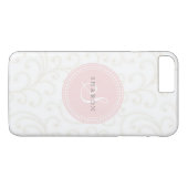 Coques Case-Mate iPhone Élégant ciré beige blanc motif floral monogramme (Dos (Horizontal))