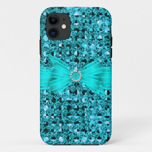 Coques Case-Mate iPhone Élégant Classe Bleu sarcelle argent Paillettes Loo (Dos)