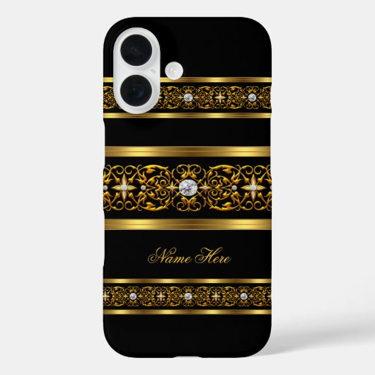 Coques Case-Mate iPhone Élégant Classe Or Diamant Noir (Verso)