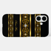 Coques Case-Mate iPhone Élégant Classe Or Diamant Noir (Verso (horizontal))
