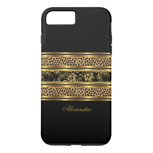Coques Case-Mate iPhone Élégant Classe Or Noir Léopard Floral (Dos)