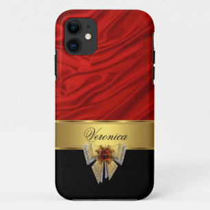 Case-Mate iPhone Case Élégant Classe Rouge Or Noir Soie Look
