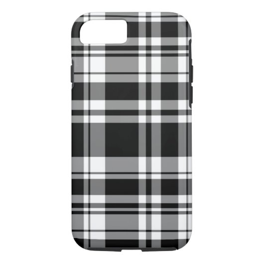 Coques Case-Mate iPhone Élégant classique noir blanc plaid motif (Dos)