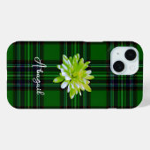 Coques Case-Mate iPhone Élégant classique vert noir carreaux floral (Verso (horizontal))