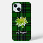 Coques Case-Mate iPhone Élégant classique Vert noir Plaid floral (Verso)
