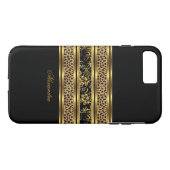 Coques Case-Mate iPhone Élégant Classy Gold Black Leopard Floral (Dos (Horizontal))