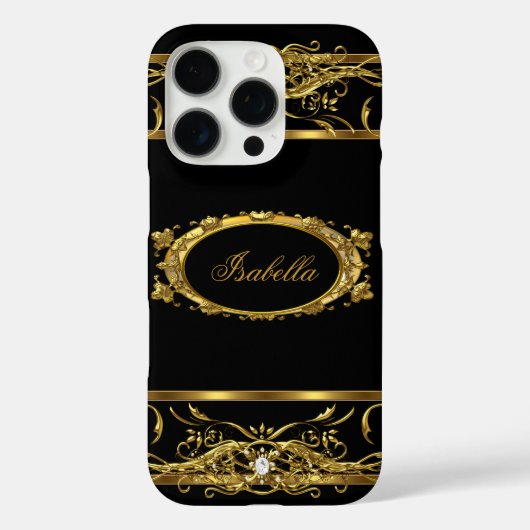 Coques Case-Mate iPhone Elégant Classy Gold Black Name bijou en diamant (Verso)