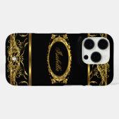 Coques Case-Mate iPhone Elégant Classy Gold Black Name bijou en diamant (Verso (horizontal))