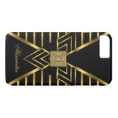 Coques Case-Mate iPhone Elégant Classy Gold Black Stripe Art Déco (Dos (Horizontal))