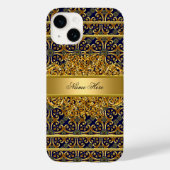 Coques Case-Mate iPhone Elégant Classy Gold Blue (Verso)
