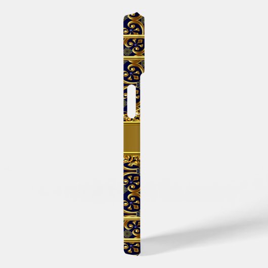 Coques Case-Mate iPhone Elégant Classy Gold Blue (Verso / Droite)