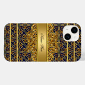 Coques Case-Mate iPhone Elégant Classy Gold Blue (Verso (horizontal))