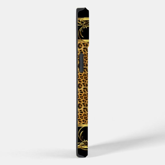 Coques Case-Mate iPhone Elégant Classy Gold Leopard Black (Verso / Droite)