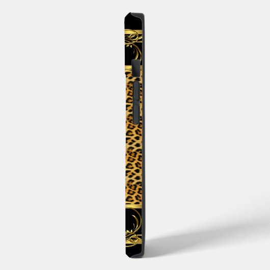 Coques Case-Mate iPhone Elégant Classy Gold Leopard Black (Verso / Gauche)
