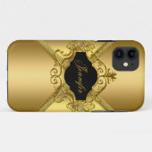 Coques Case-Mate iPhone Elégant Classy Gold Noir (Dos (Horizontal))