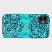 Coques Case-Mate iPhone Elégant Classy Turquoise Bleu Parties scintillant  (Dos (Horizontal))