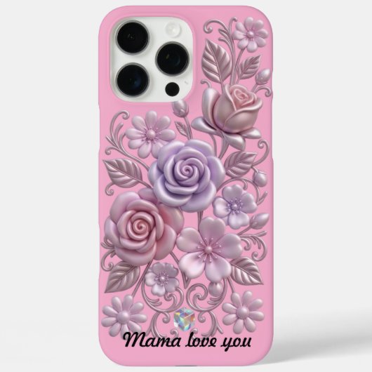 Coques Case-Mate iPhone Élégant cliparts floraux 3D - Rose et violet paste (Verso)